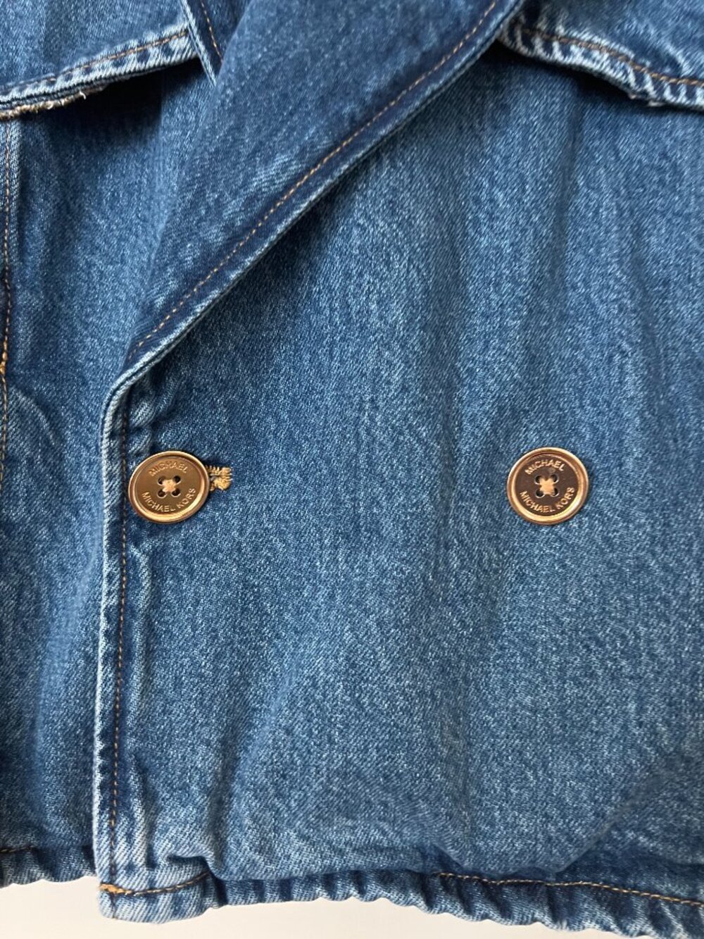 Vintage Michael Kors Denim Jean Jacket | Double Breasted | Gold Button | Small - Picture 4 of 5